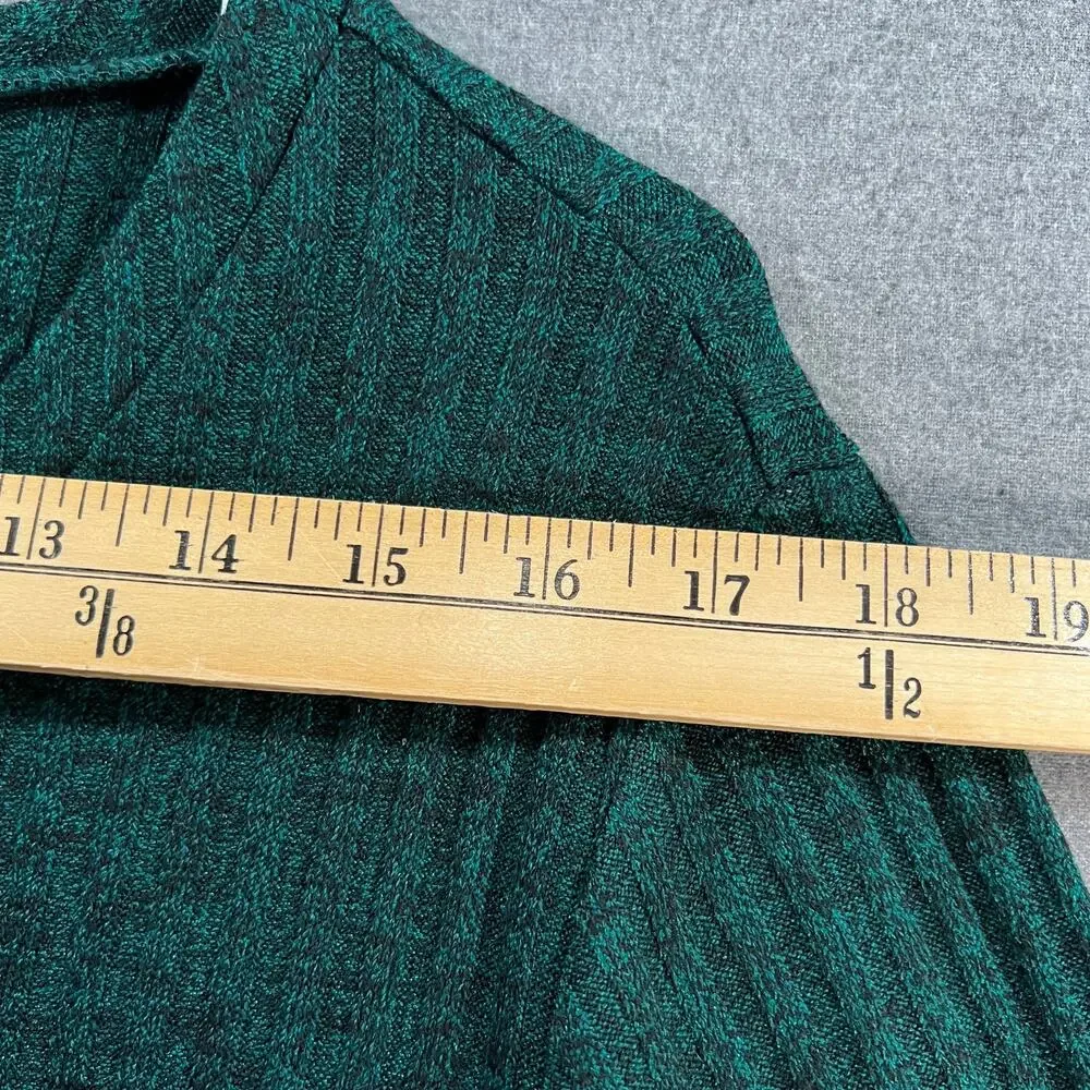 Susan Graver Petite Heather Sweater Rib Knit Crew Neck Tunic Gem Green Petite 1X